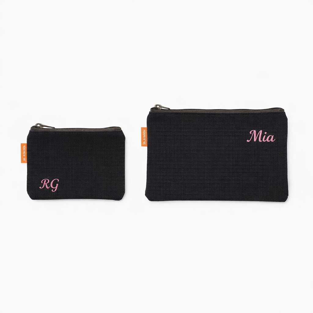 Personalized Canvas Zip Pouch Set – 2 Piece Monogram