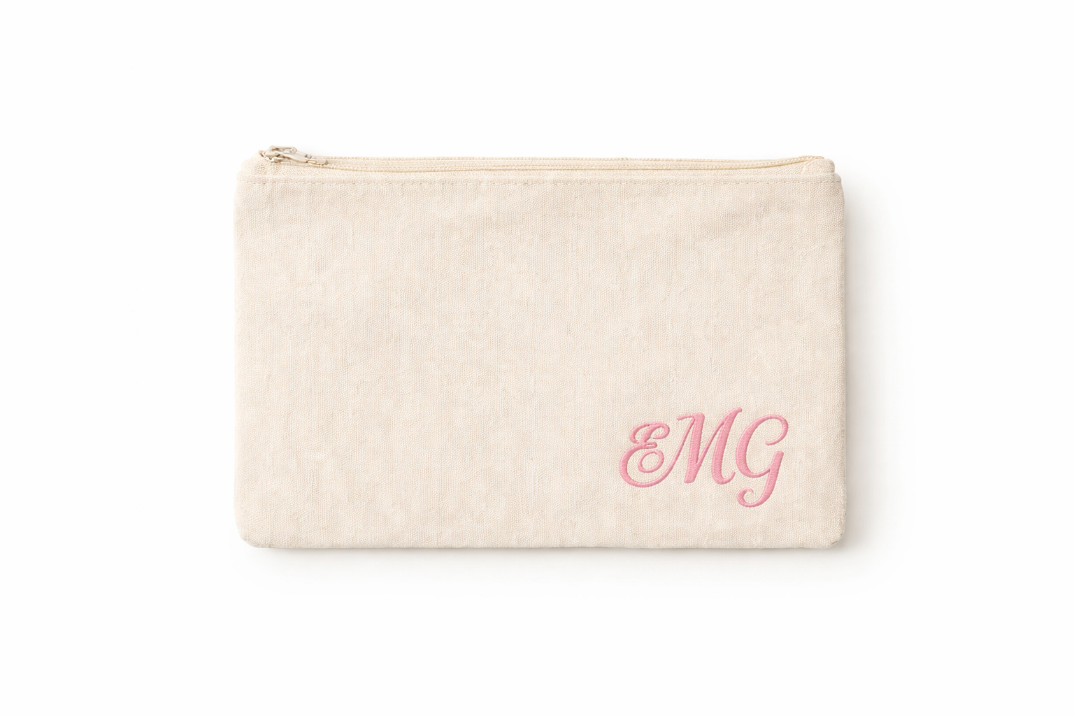 Personalized Canvas Zip Pouch – Custom Monogram